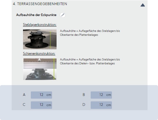 Höheneinstellung für Randverkleidungen