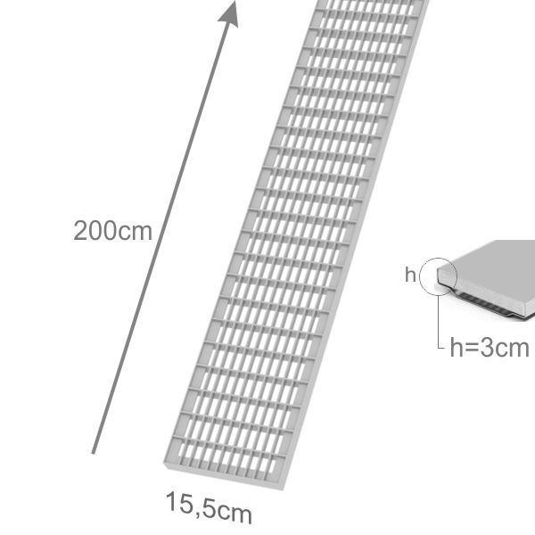 Entwässerungsrinne Standard 3x15,5x200cm