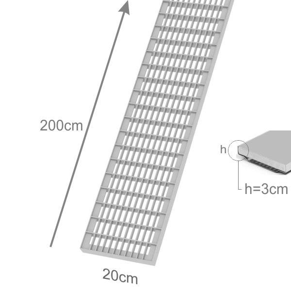 Entwässerungsrinne Standard 3x20x200cm