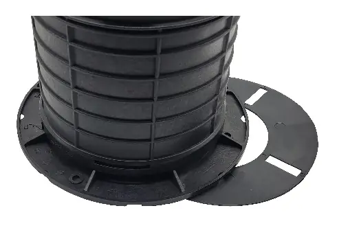 Nivellierscheibe 1mm unter Stelzlager untergelegt