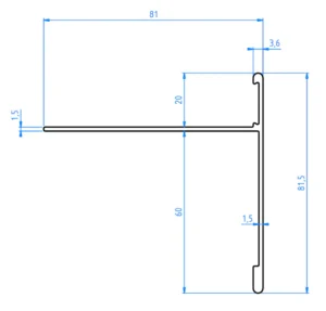 Querschnittszeichnung Randverkleidung Höhe 10cm
