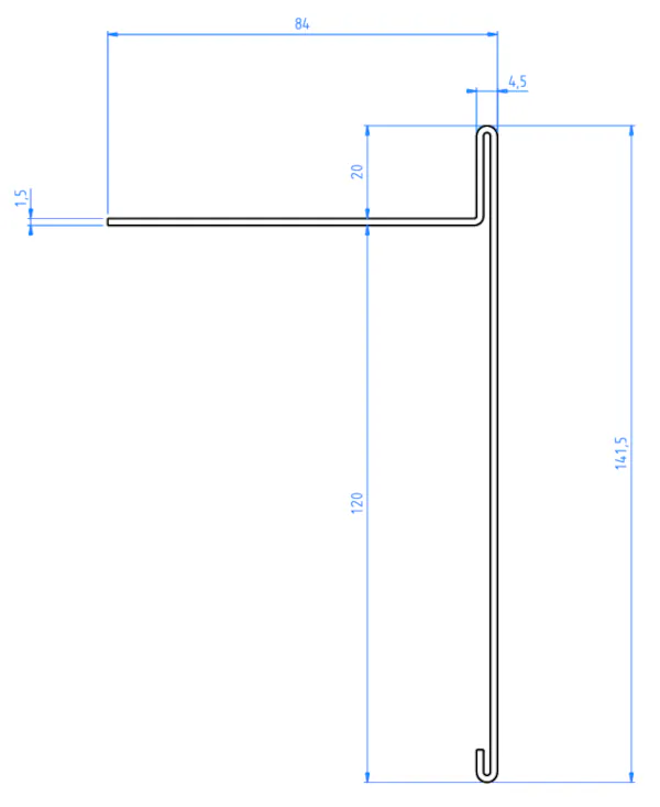 Querschnittszeichnung Randverkleidung Höhe 14cm
