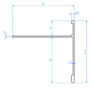 Querschnittszeichnung Randverkleidung Höhe 8cm