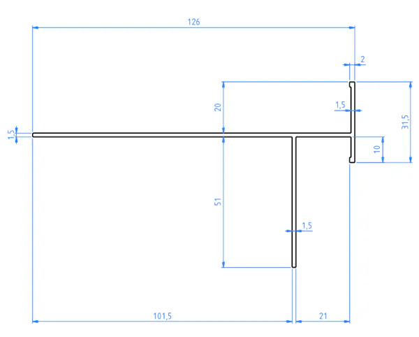 Querschnittszeichnung der Randverblendung