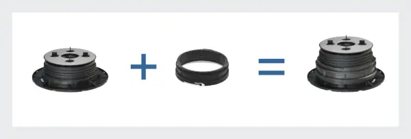 Zusammenbau eines Stelzlagers Professional mit dem 3cm-Adapter