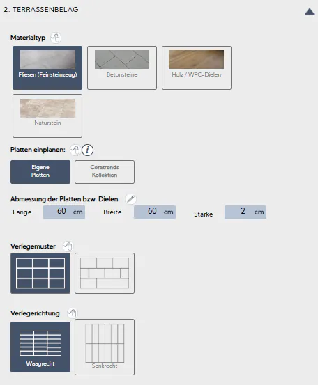 Zweiter Schritt der Planung eines Randabschlusses mit dem Konfigurator