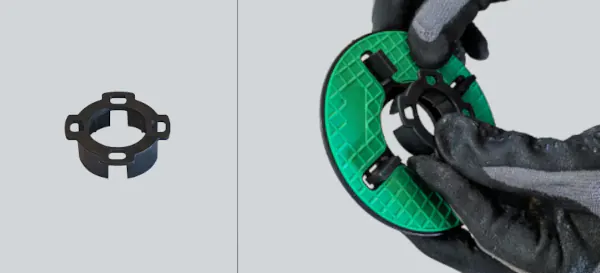 Darstellung des Fixierungsringes Stelzlager selbstnivellierend EasyPro und dessen Montage