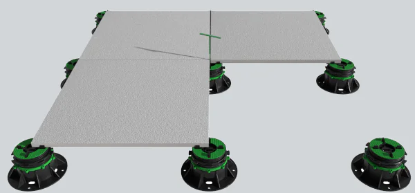 Darstellung von 3 verlegten Platten mit den Stelzlagern EasyPro